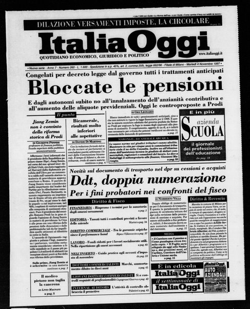 Italia oggi : quotidiano di economia finanza e politica